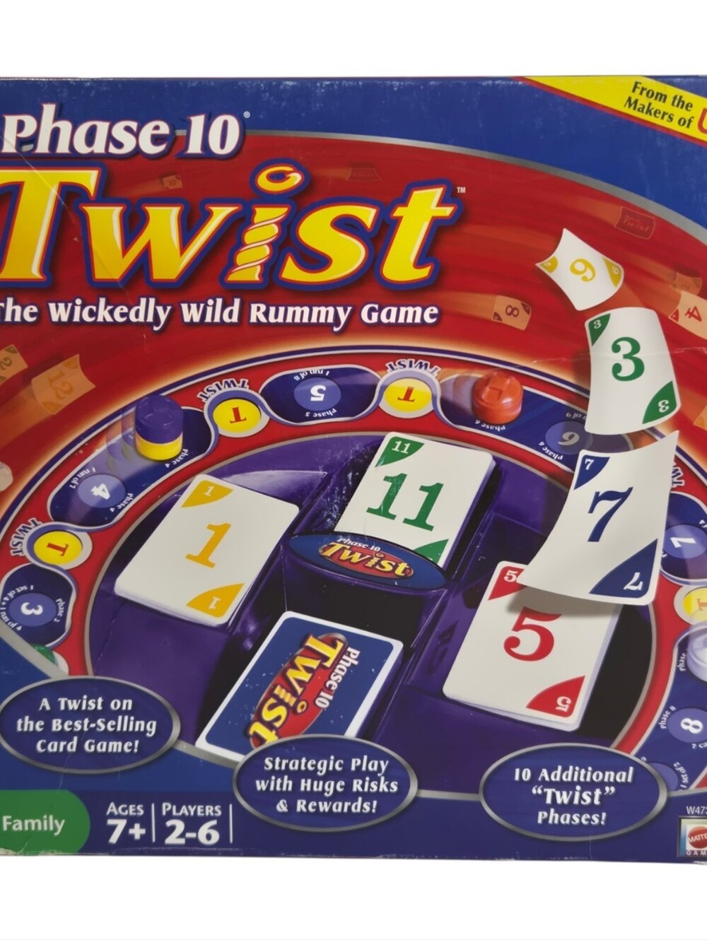 Phase 10 Twist Board Game Rummy Card Game Mattel 2010 **COMPLETE**